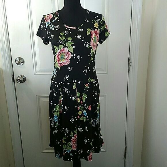 (3/$20) Paolino black printed dress with pockets - Picture 1 of 8